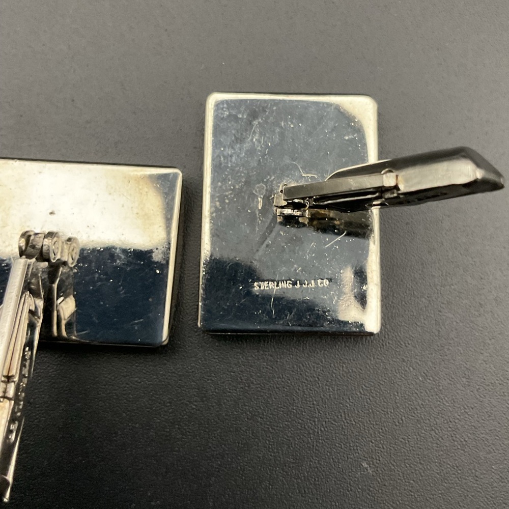 Vintage J.J.J. Co Sterling Stone Cufflinks - Picture 2 of 4